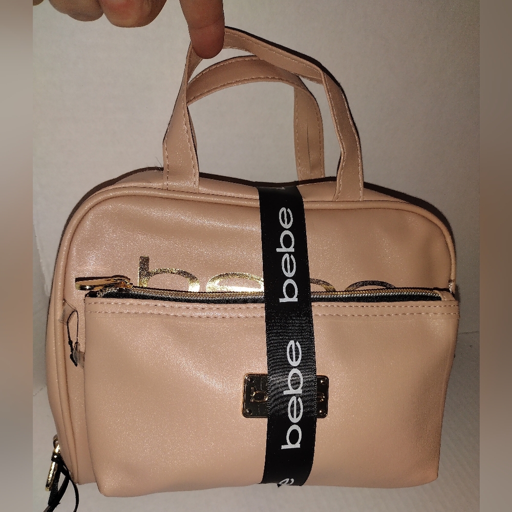 bebe Blush Cosmetic Bag with Black Logo Strap